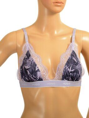 Hugo Boss Women's "Triangle FANTASY P." Lace Trimmed Bralette Bra US L IT 44